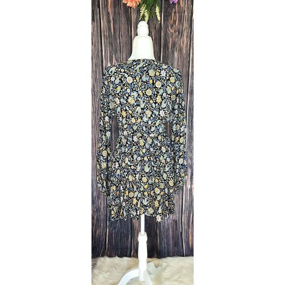 Forever 21 Blue and Yellow Paisley Floral Dress (Med) - Picture 2 of 6